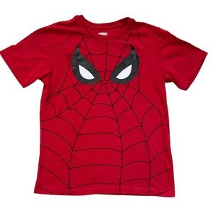 Marvel Spiderman Short Sleeve Tee Red Black 60/40 Cotton Poly Fits Like Kids L